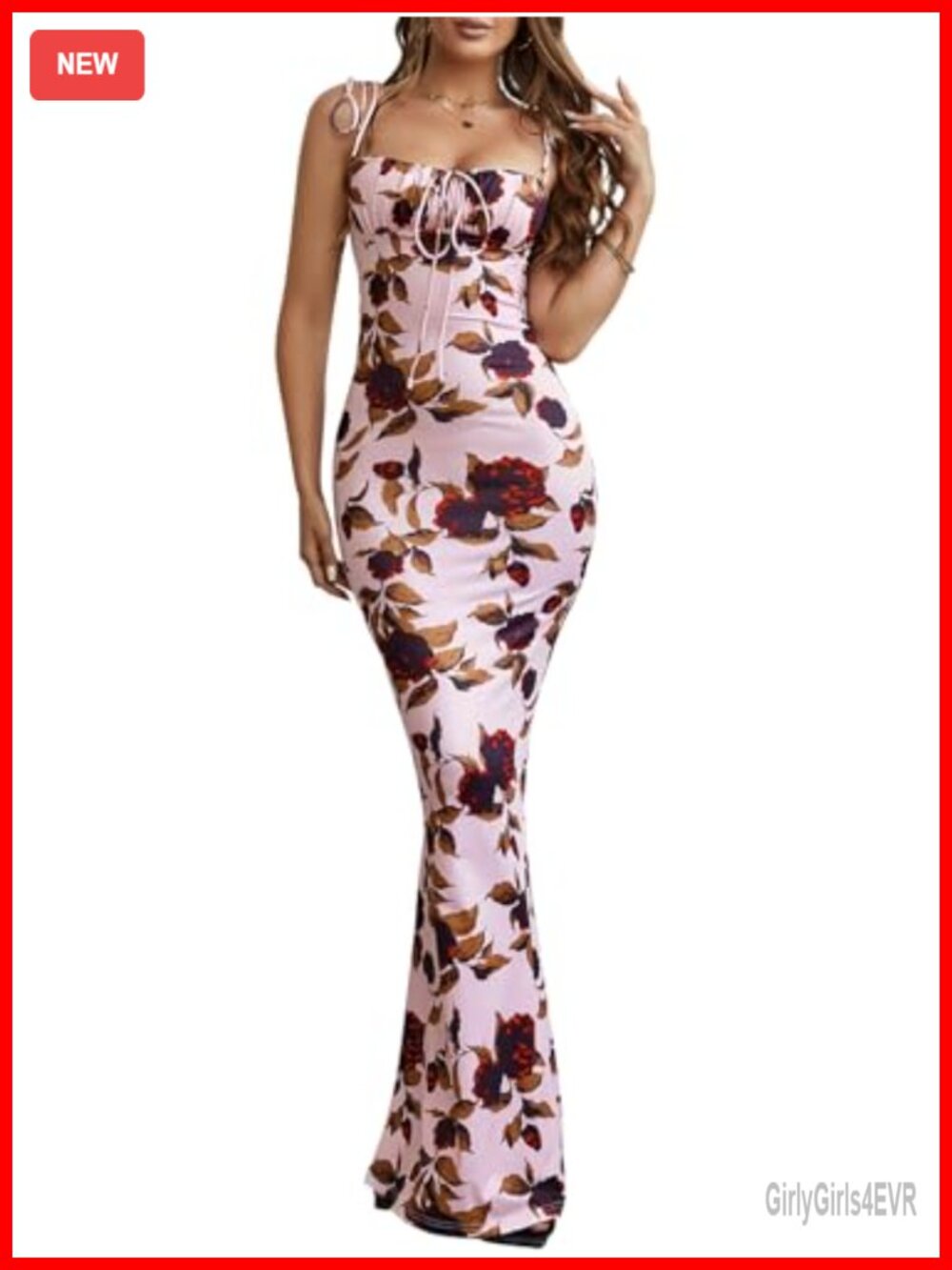 Women's Floral Maxi Dress Milkmaid Mermaid Hem Spaghetti Strap Summer Wedding